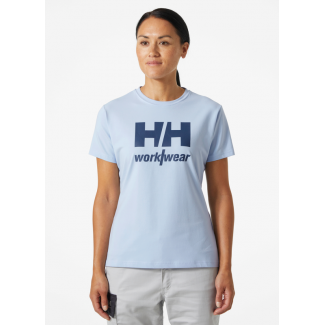 Dámske bavlnené tričko svetlomodré W LOGO T-SHIRT | Helly Hansen Workwear